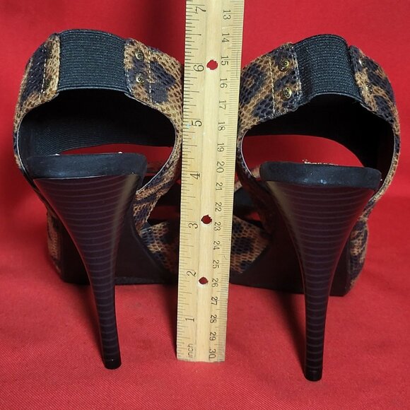 Simply Vera Strappy Leopard Print Stiletto Peep Toe Heel Shoes 8M - Picture 5 of 12